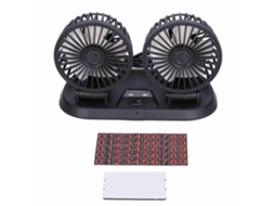 Ventilador elétrico de carro de duas cabeças 5 pás USB 360° rotativo com adesivo de estacionamento S/MARCA