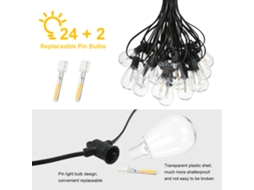 Rebe-luces Colgantes Led Exteriores Neoglint 15.2m/50ft 24 Bombillas S14 Antigolpe Ip65 Conectables Para Jardín, Bodas, Fiesta