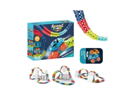 2026 pista de Carreras Flexible com Luzes Led e Carro Elétrico com Trilhos Muds Jogo de Brinquedo