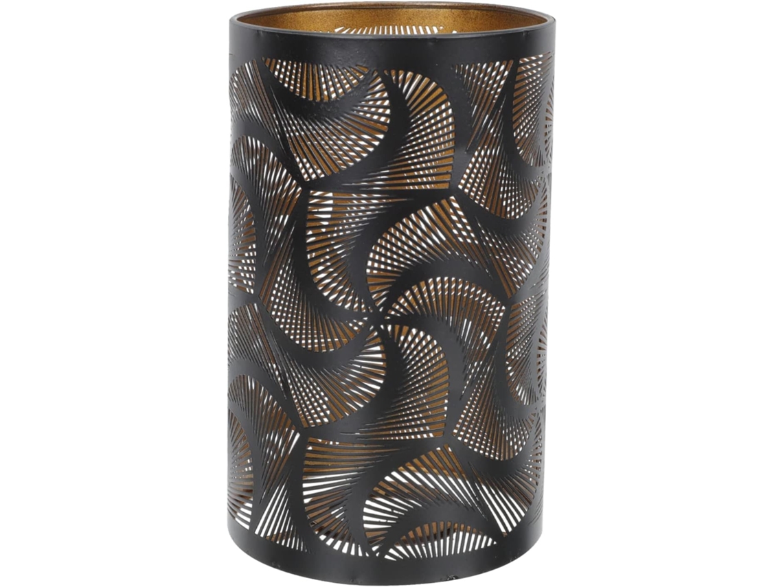 Fácil De Instalar E Remover. Elegante E Delicada Luminária De Mesa Em Ferro Preto Com Entalhes Vazados.