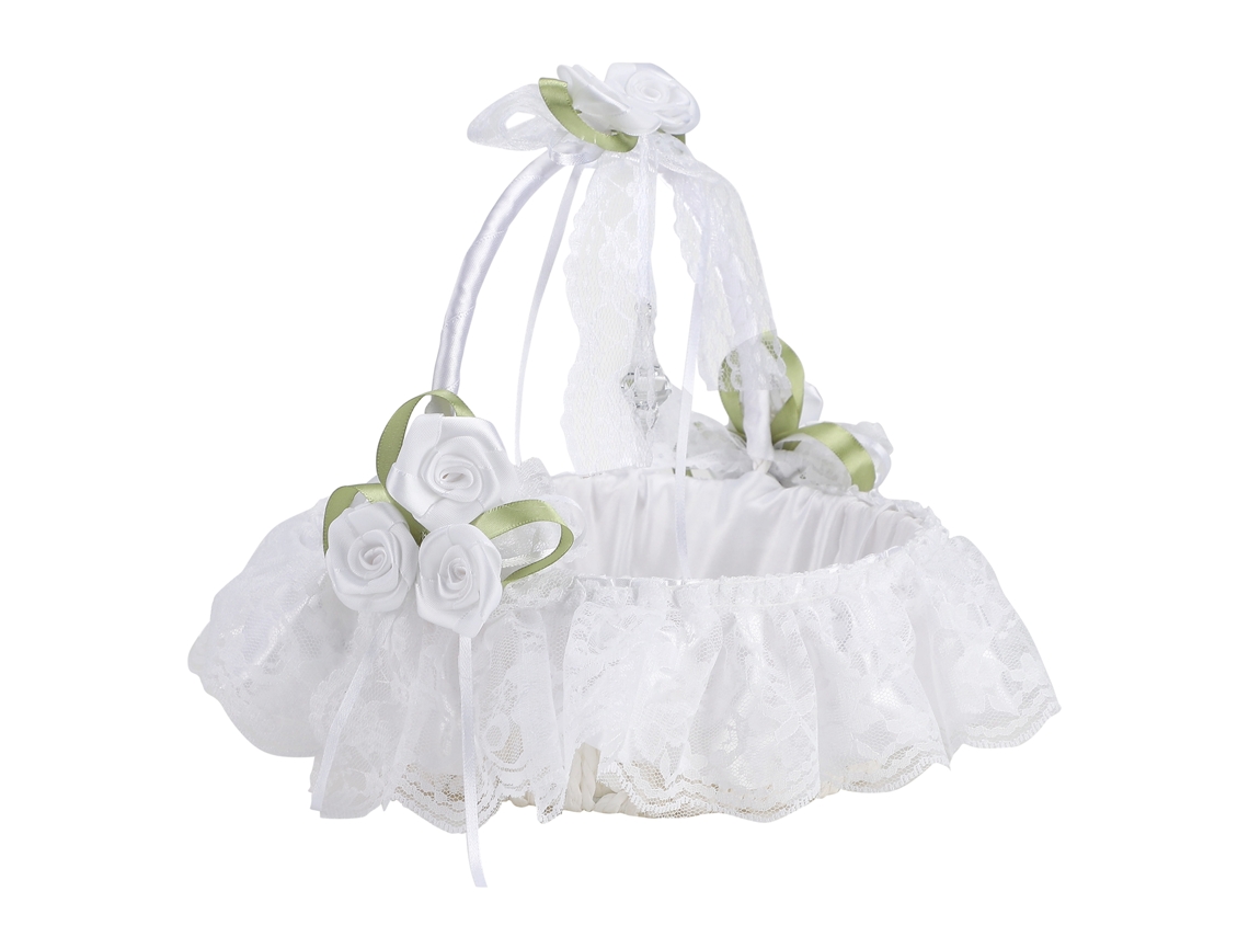 Laxiscreed Cesto De Flores Para Casamento Com Alça Dobrável Branco Neve
