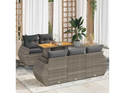 Vidaxl 6 Pcs Conjunto Sofás de Jardim com Almofadões Vime Cinzento