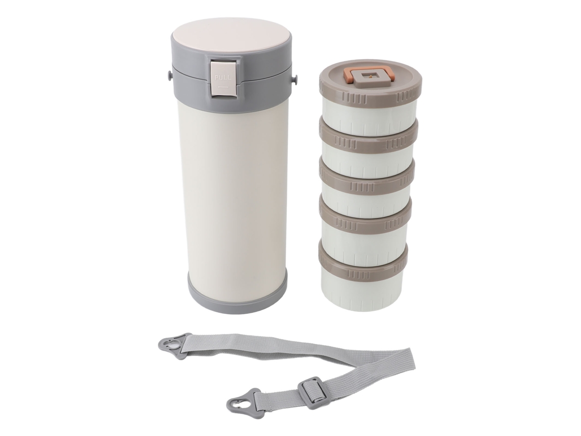 Tetera De Alimentos Aislada 3.4l Acero Inoxidable Bento Apilable Con Correa Hermética Para Trabajo