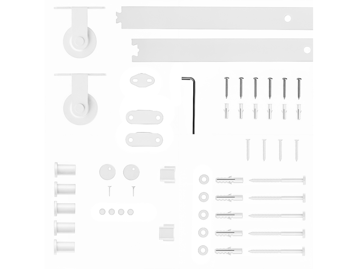 Ferragem Para Porta De Correr Aço De Carbono Cor Branco 200x40x0,6 Cm Homcom