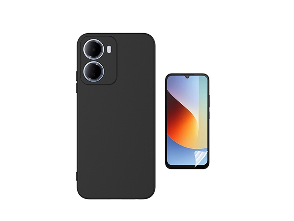 Kit Película Protectora De Hydrogel Frente Capa Proteção Silicone Gift4me Para Xiaomi Redmi 15a - Preto