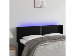 Vidaxl Cabeceira De Cama C/ Led Couro Artificial 147x16x78/88 Cm Preto