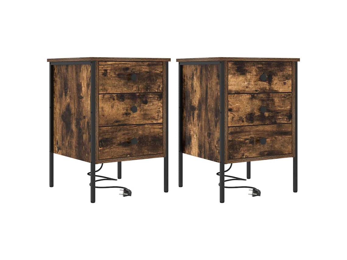 Conjunto de 2 armários principais Defumado Carvalho 42x41x61 cm MAISON EXCLUSIVE