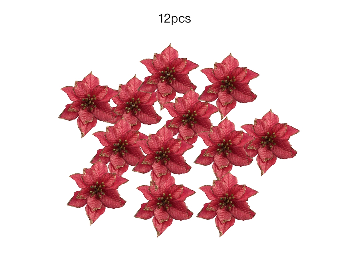 Flores De Natal Artificiais 13cm Grande Árvore De Natal 12un Por Pacote