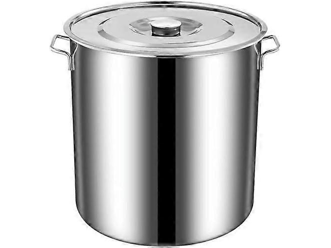 Panela Grande De Aço Inoxidável De 45 Cm, Resistente, Com Tampa, Ideal Para Uso Doméstico E Em Restaurantes.