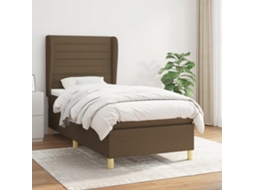 Vidaxl Cama Com Molas/colchão 100x200 Cm Tecido Castanho-escuro