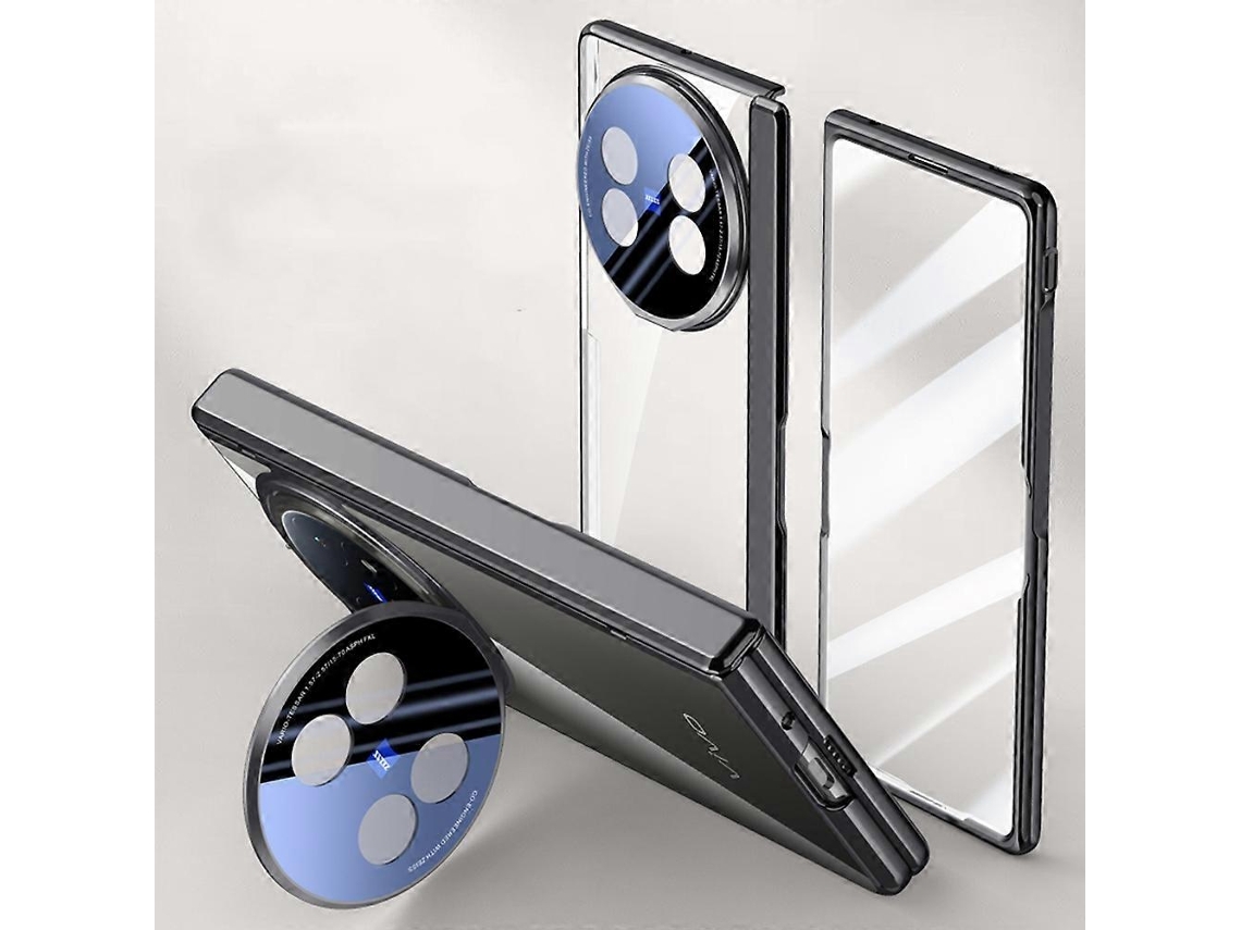 Capa Tkdaddy Para Vivo X Fold5 5g Pc Capa De Acrílico Com Película De Vidro Temperado Hd, Suporte Para Lente Preto