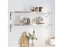 Vidaxl Prateleiras De Parede 2 Pcs 100x30 Cm Aço Inoxidável Prateado