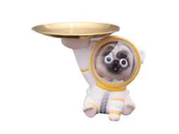 Bandeja de Armazenamento Estátua Astronauta Pug Branco