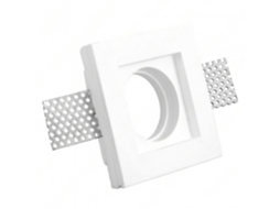 Porta-refletor Embutido Quadrado Branco De Gesso 100x100x30 Mm Para Leds Gu10 E Gu5.3