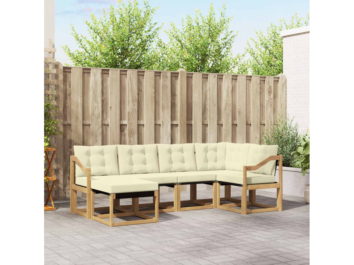 Vidaxl Conjunto De Sofás Para Exterior 6 Pcs Branco E Creme