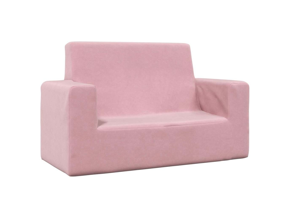 Vidaxl Sofá Infantil De 2 Lugares Pelúcia Rosa