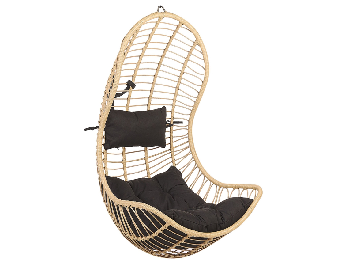Silla Colgante Beliani Pineto De Ratán Sintético Marrón 66x80x137