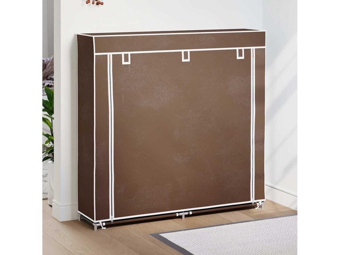 Vidaxl Armário P/ Sapatos Com Cobertura 115x28x110cm Tecido Castanho