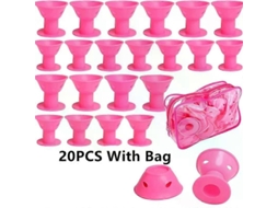 20 Peças De Modeladores Cachos Silicone Rosa Sem Calor, Em Formato Cogumelo, Tubulares Para Cabelos Cacheados, Mulheres E Meninas-aquaforge