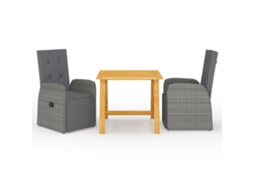Vidaxl 3 Pcs Conjunto De Jantar Para Jardim Cinzento