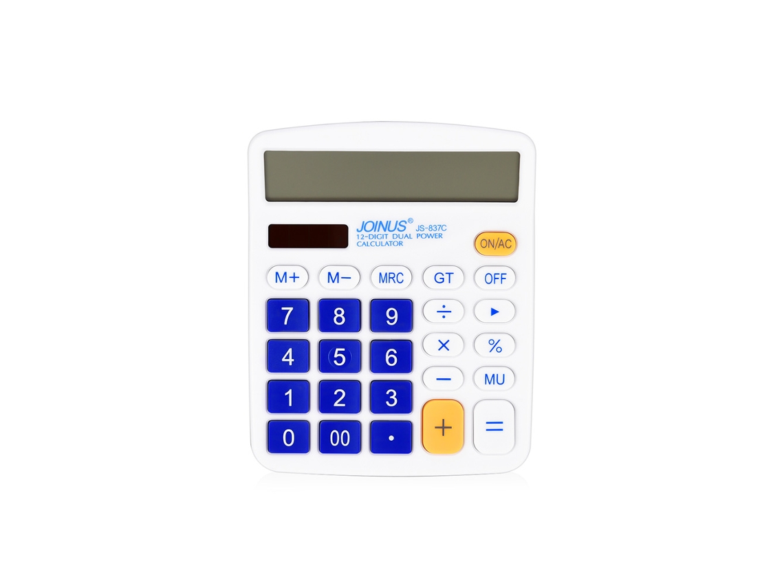 Calculadora De Mesa 12 Dígitos Dual Power Com Display Lcd Solar Azul Escuro