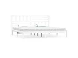 Estrutura de Cama 200x200 Cm Pinho Maciço Branco MAISON EXCLUSIVE