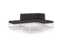 Conjunto de 5 Jardim Lounge C/ Almofadões Pinho Maciço MAISON EXCLUSIVE