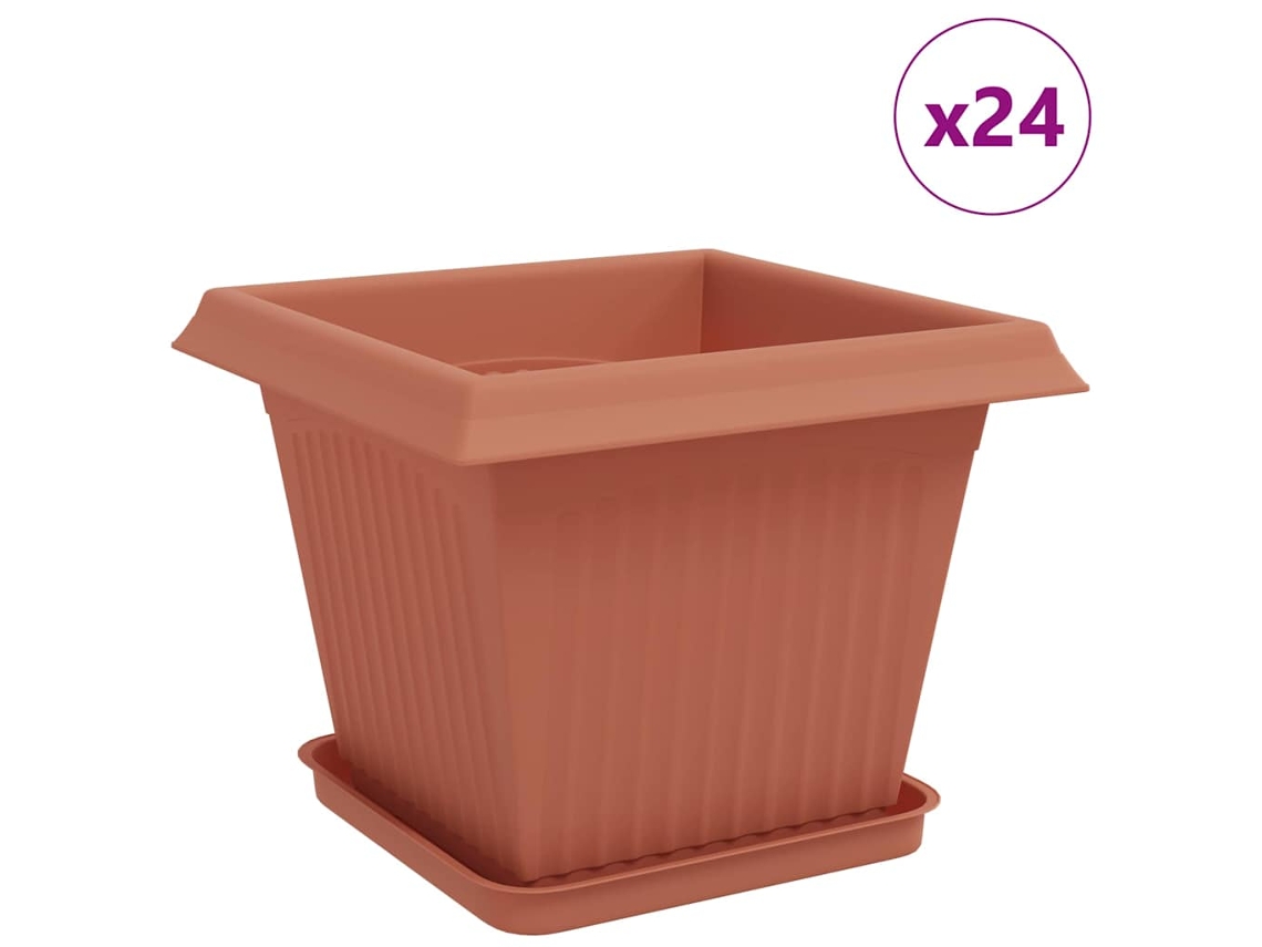 Vidaxl Vasos De Plantas 24 Pcs Vermelho Tijolo 33 X 33 X 26 Cm