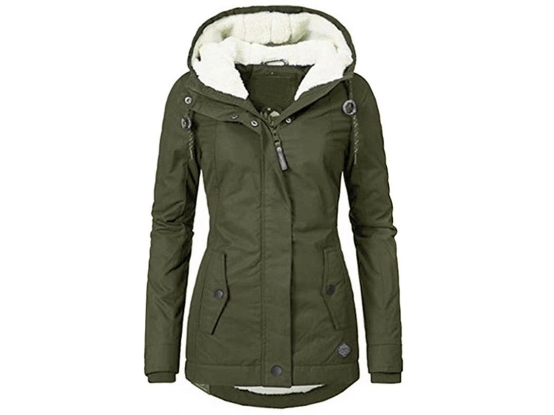 Abrigo Invierno Impermeable Con Capucha Para Mujer Lino Polar Grueso Talla Xl Verde Xl Verde