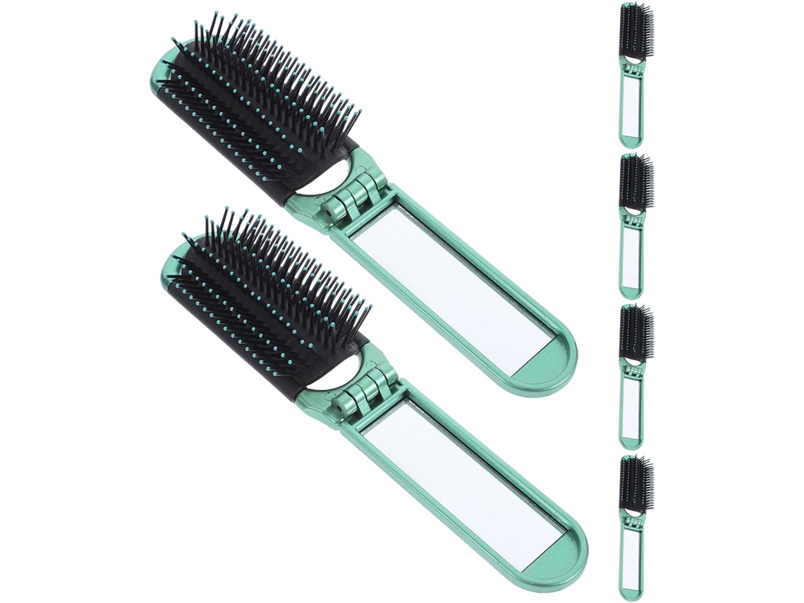 Conjunto De 6 Escovas Cabelo Dobráveis E Compactas Stobaza, Em Abs E Vidro Com Espelho, Escova Macia Para Desembaraçar