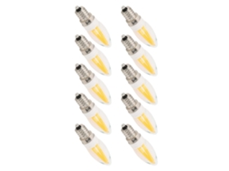 10 Lâmpadas Led De Filamento Longo E12 3w Ac110v, Lustre De Teto Branco Quente Brilvibera