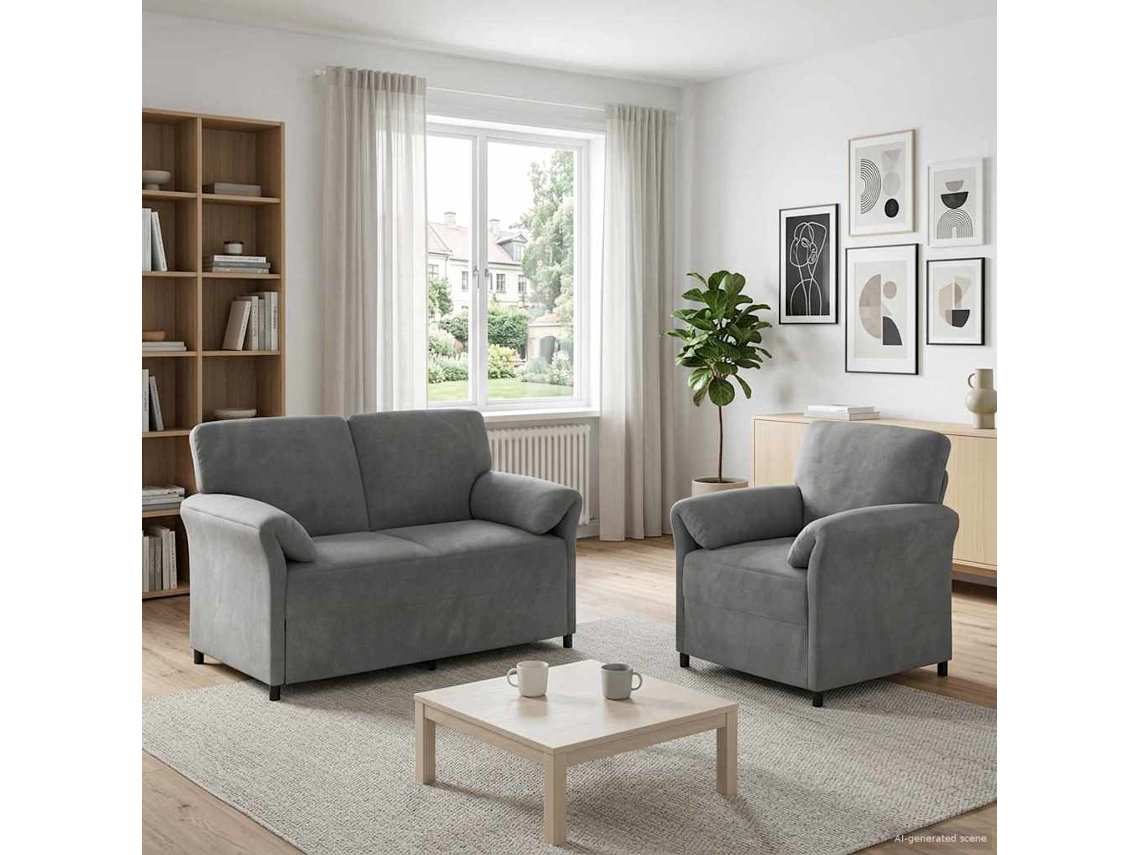 Vidaxl Conjunto De Sofás 2 Unid. Cinzento-escuro Veludo