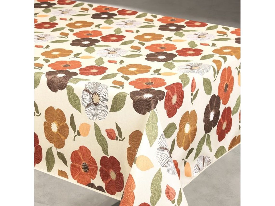 Toalha De Mesa Floral Anti-manchas Bege 145x240 Cm