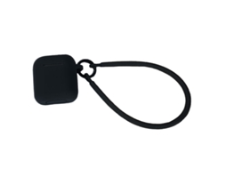 Capa Protetora de Silicone Compatível com Apple Airpods Pro, Preta, com Alça de Pulso, Capa Protetora Anti perda e Proteção Contra Poeira. AQUAFORGE