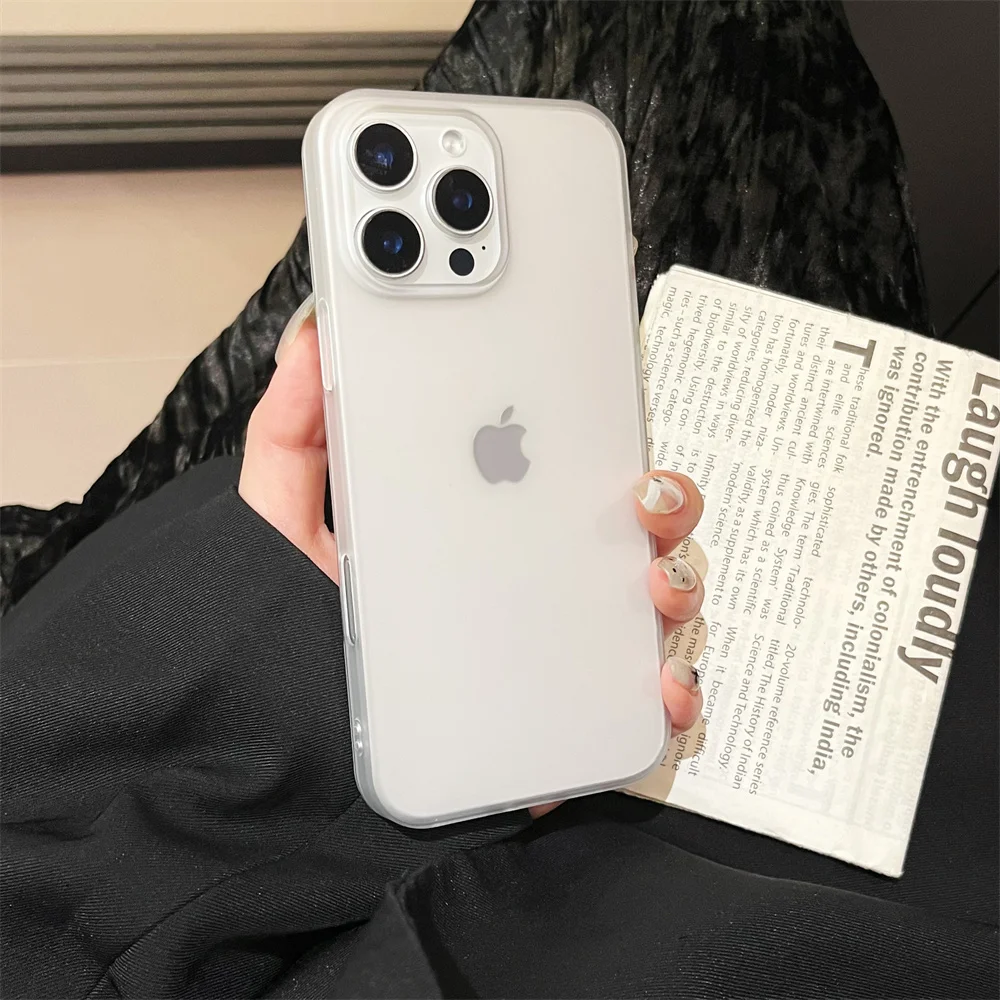 Capa Transparente Fosca Para Iphone (iphone 14, Branca) Com Proteção De Silicone Resistente A Impactos.