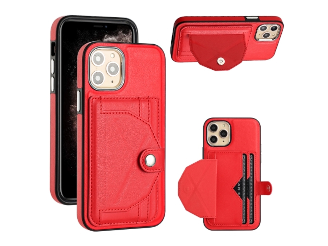 Capa Mobile Phone Cases Shockproof With Card para iPhone 11 Pro Pele Castanho
