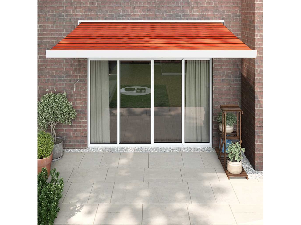 Vidaxl Toldo Retrátil 3,5x2,5 M Tecido E Alumínio Laranja E Castanho