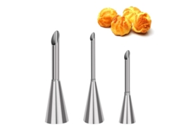 Nova Line 3pcs/set Bicos de Piping de Creme, Inox Profissional (prata)