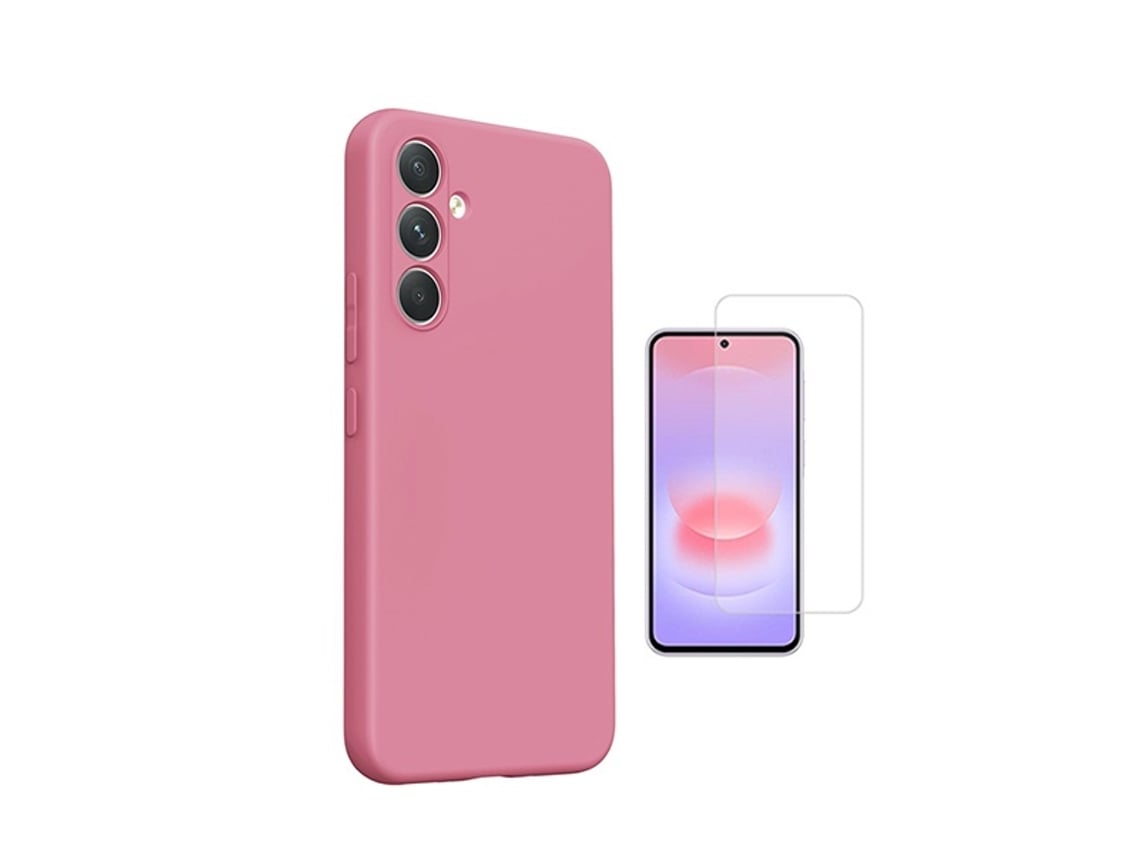 Kit Vidro Temperado Cleargorilasglass Capa Proteção Silicone Gift4me Para Samsung Galaxy A27 5g - Rosa