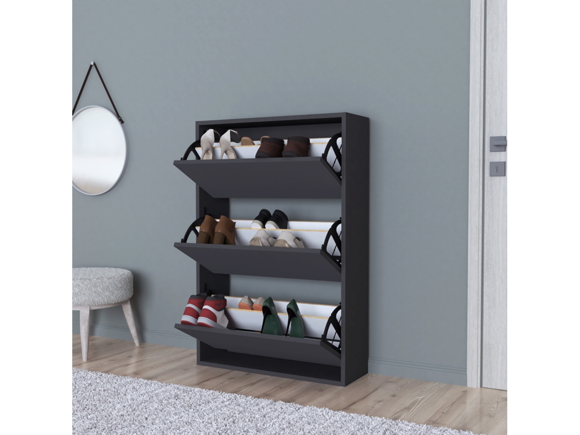 Zapatero Aurskog 3 máx. 18 pares de aglomerados 110 x 74 x 24 cm antracite [EN.CASA]