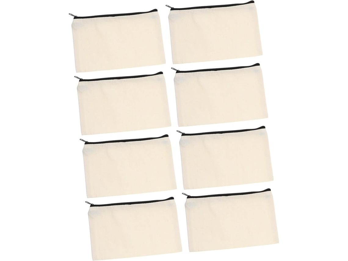Conjunto De 12 Necessaires De Lona Em Branco Com Zíper, Para Guardar Cosméticos E Artigos De Papelaria. Bolsa