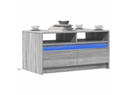 Vidaxl Mesa De Centro C/ Luzes Led Derivados Madeira Cinzento Sonoma