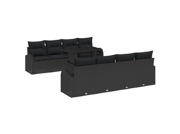 Maison Exclusive - Conjunto De Sofá De Jardim 9 Unid. Preto Vime Pe