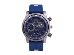 Reloj De Pulsera Para Hombre Casual Simple De Cuadro Redondo Con Correa De Silicona (azul Real)