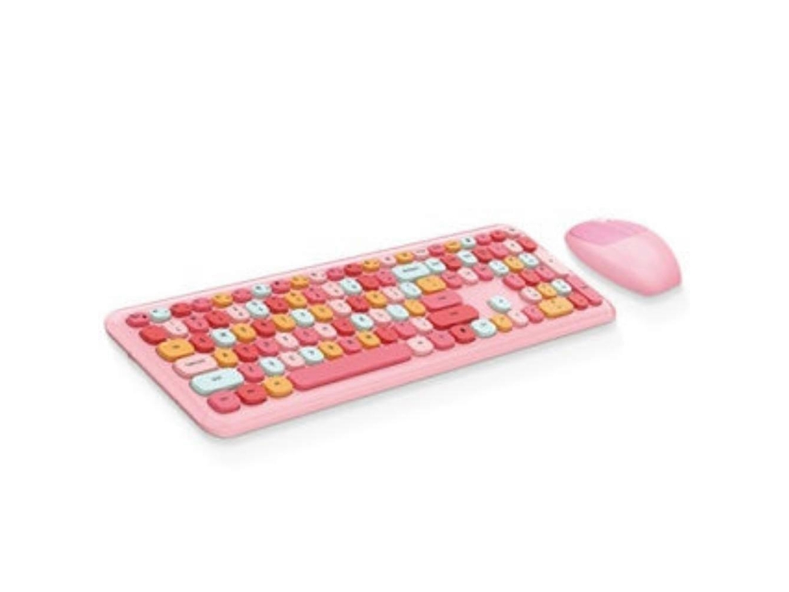 Conjunto De Teclado E Mouse Bluetooth Com Design Retrô Rosa, Acessórios Sem Fio Para Computador, Teclados E Teclados Numéricos Everley891