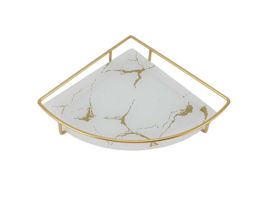 Bandeja De Armazenamento Para Banheiro, Luz, Luxo, Decorativa, Textura Dourada, Triângulo, Organizador De Banheiro, Bandeja Para Sabonete, Toalha, Pap