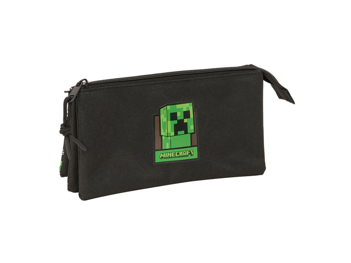 Estojo Escolar Triplo Minecraft, Preto