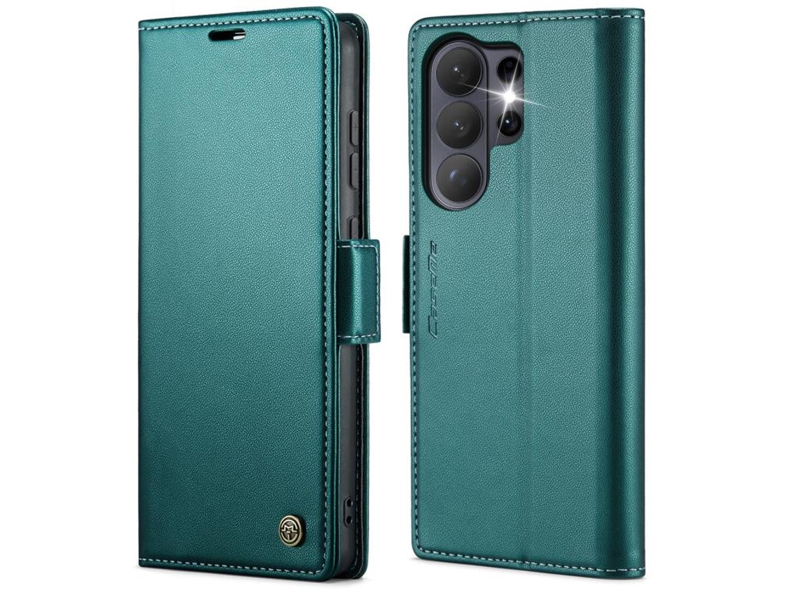 Capa Para Samsung Galaxy S26 Ultra 5g De Couro Com Fecho Borboleta Textura De Lichia E Proteção Rfid Antirroubo Verde