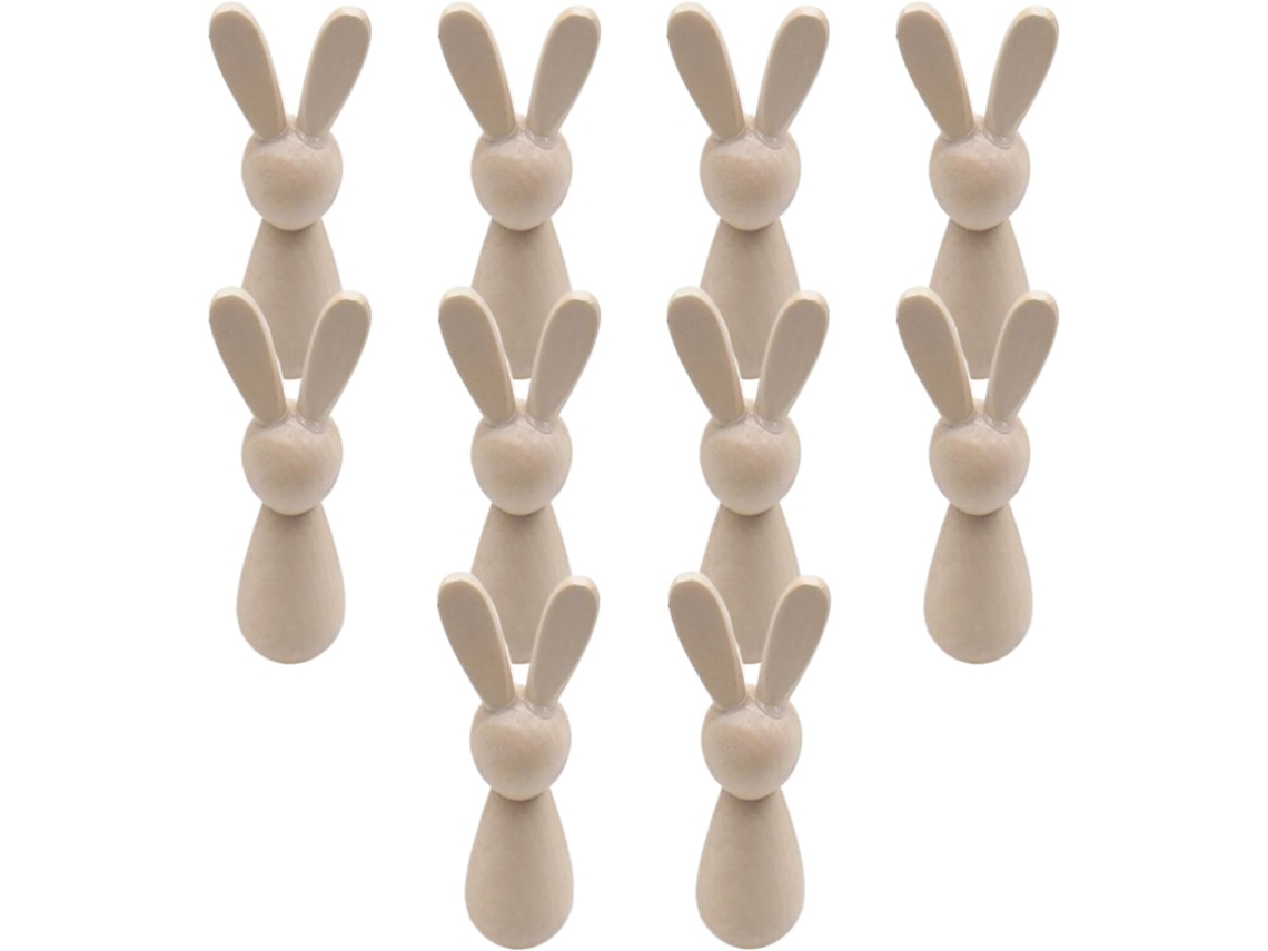 Bonecos De Coelho De Madeira Para Pintar, 10 Peças De Escultura De Animais |
