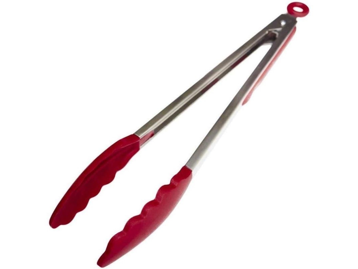 2026 pinças de Cozinha de Silicone Premium 12 Polegadas Aço Inoxidável Resistente Ao Calor 600°f Vermelho Cereja
